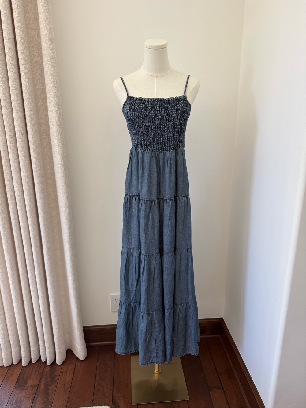 Z Supply Blue Smocked Tiered Maxi Dress